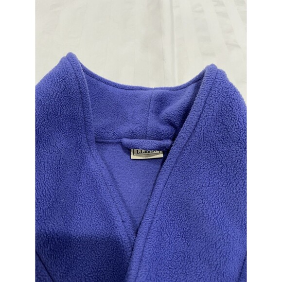 EUC LL Bean Fleece Robe Kids Small 8 Blue Long Sleeve Pockets Wrap Sash 212316 - Picture 2 of 7